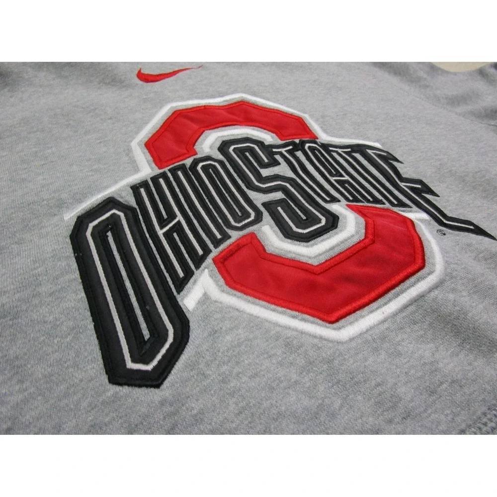 Vintage Ohio State Buckeyes Nike‎ Center Swoosh Hoodie Men's (L) Gray Sweatshirt